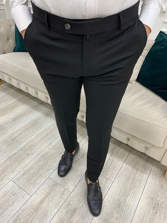 Black Italian Style Slim Fit Trousers for Every Occasion