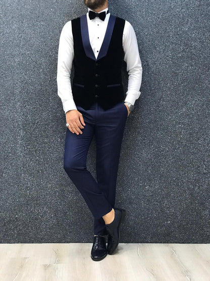 Acacia Navy Blue Patterned Tuxedo