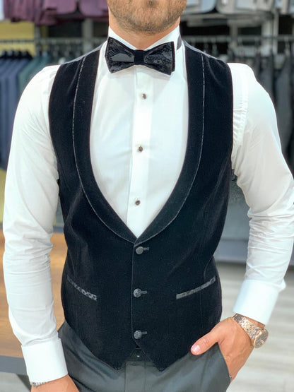 Genova Black Slim Fit Shawl Lapel Tuxedo for Men