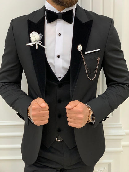 Molalla Black Velvet Peak Lapel Tuxedo: Perfect Elegance for Formal Occasions