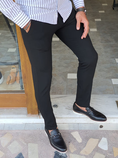 Berton Black Slim Fit Pants for Every Occasion
