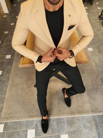 Edmond Beige Slim Fit Blazer - Versatile Elegance for Any Occasion