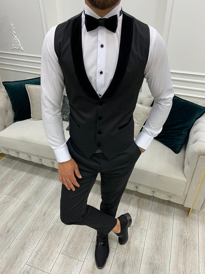 Molalla Black Velvet Peak Lapel Tuxedo: Perfect Elegance for Formal Occasions