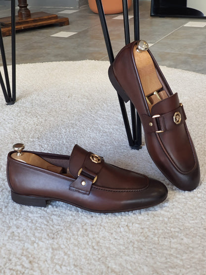 Berton Brown Penny Loafers - Timeless Leather Elegance