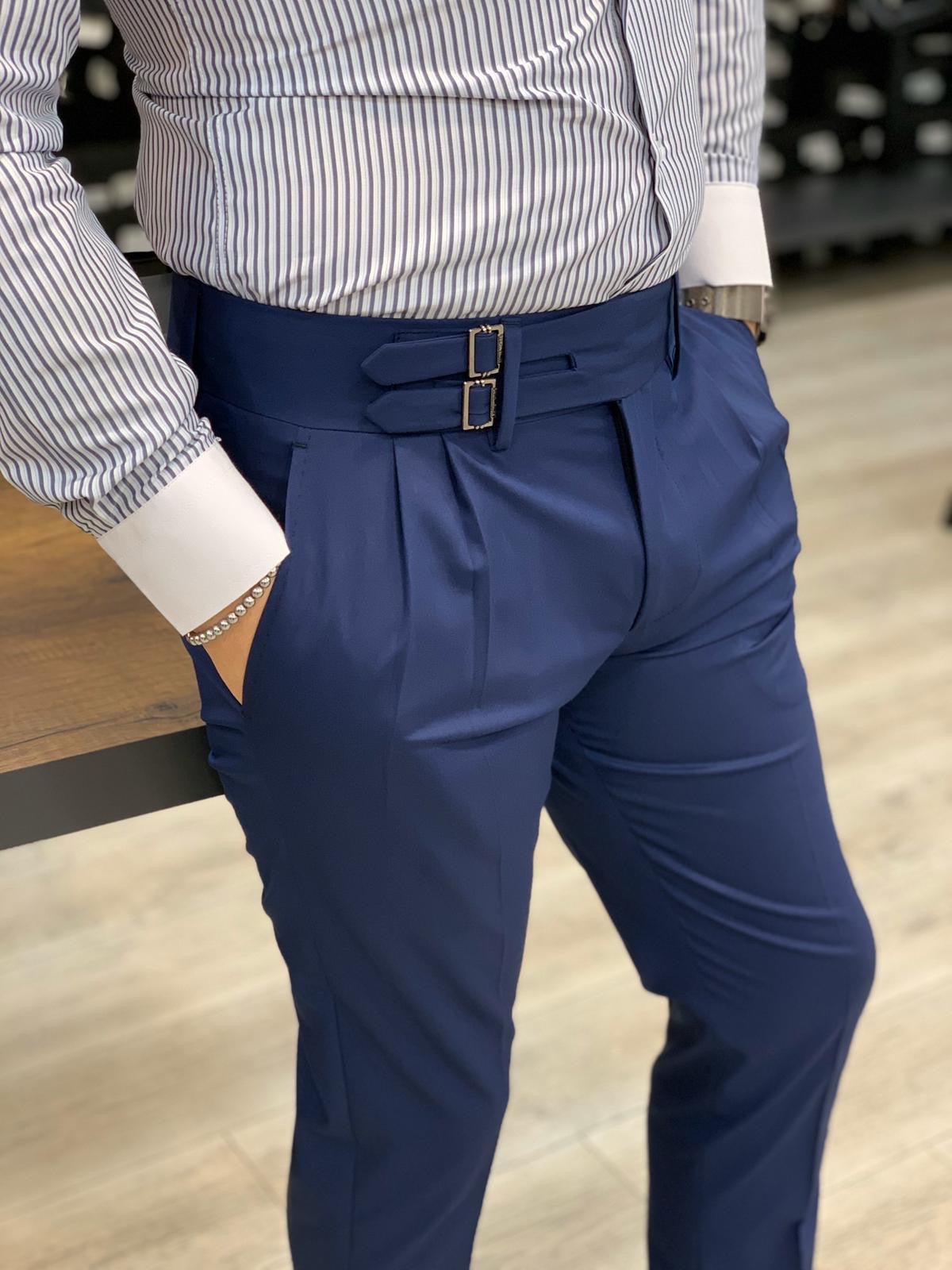 Jake Blue Double Pleated Buckled Slim Pants