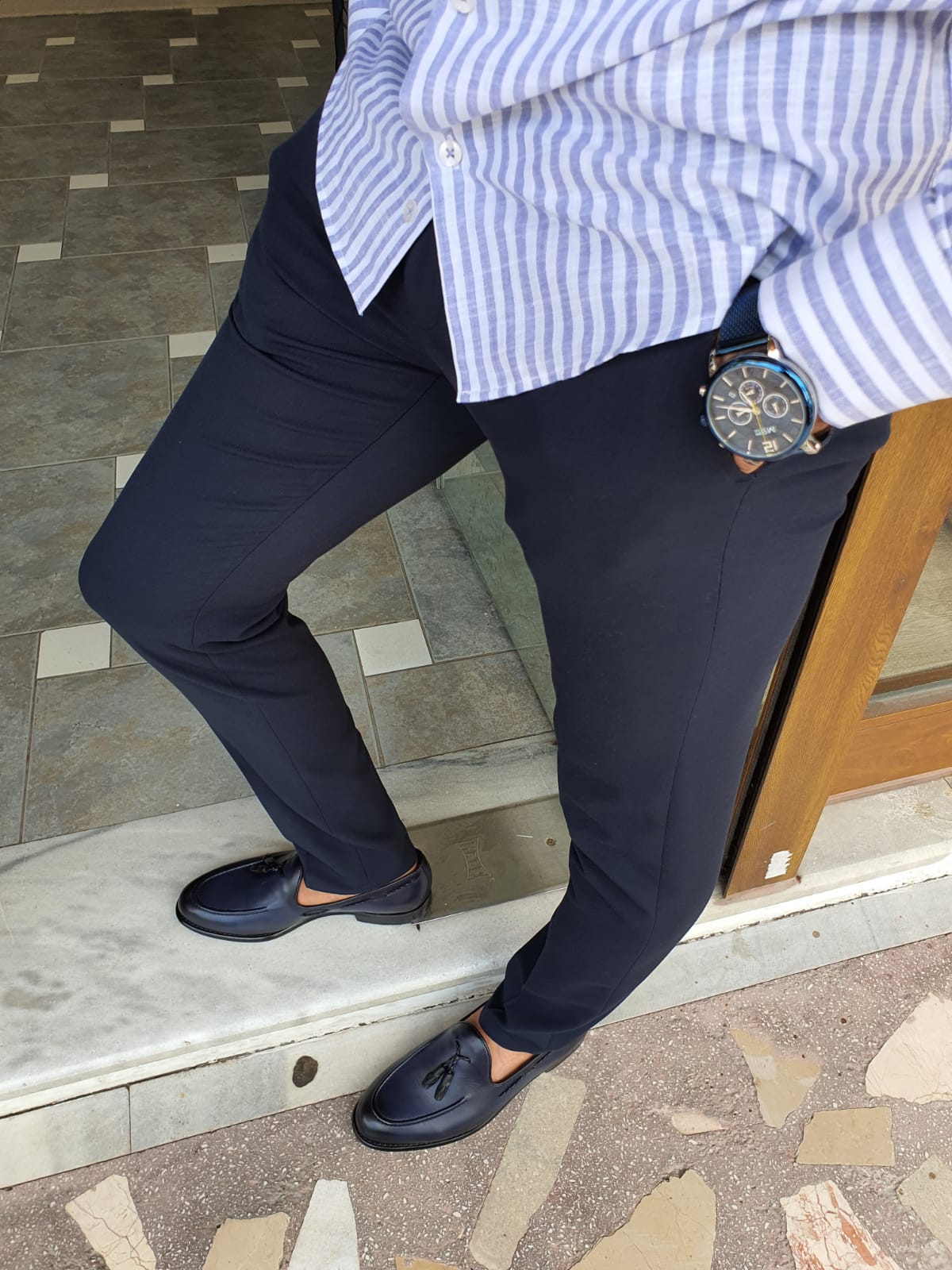 Jackson Navy Blue Slim Fit Pants - Versatile Elegance for Every Occasion
