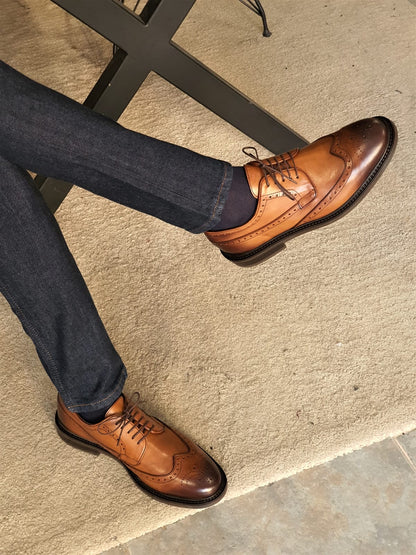 Torino Tan Wingtip Oxfords: Unmatched Elegance for Any Occasion