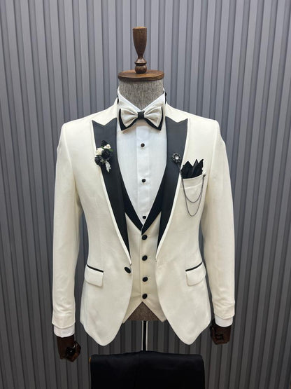 Sorento White Slim Fit Peak Lapel Tuxedo