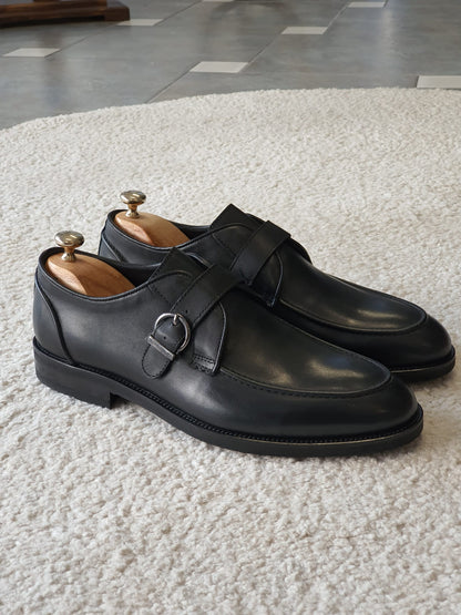 Antonio Black Buckle Loafers