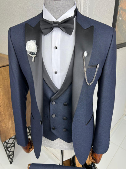 Veneta Slim Fit Dovetail Collared Navy Blue Tuxedo