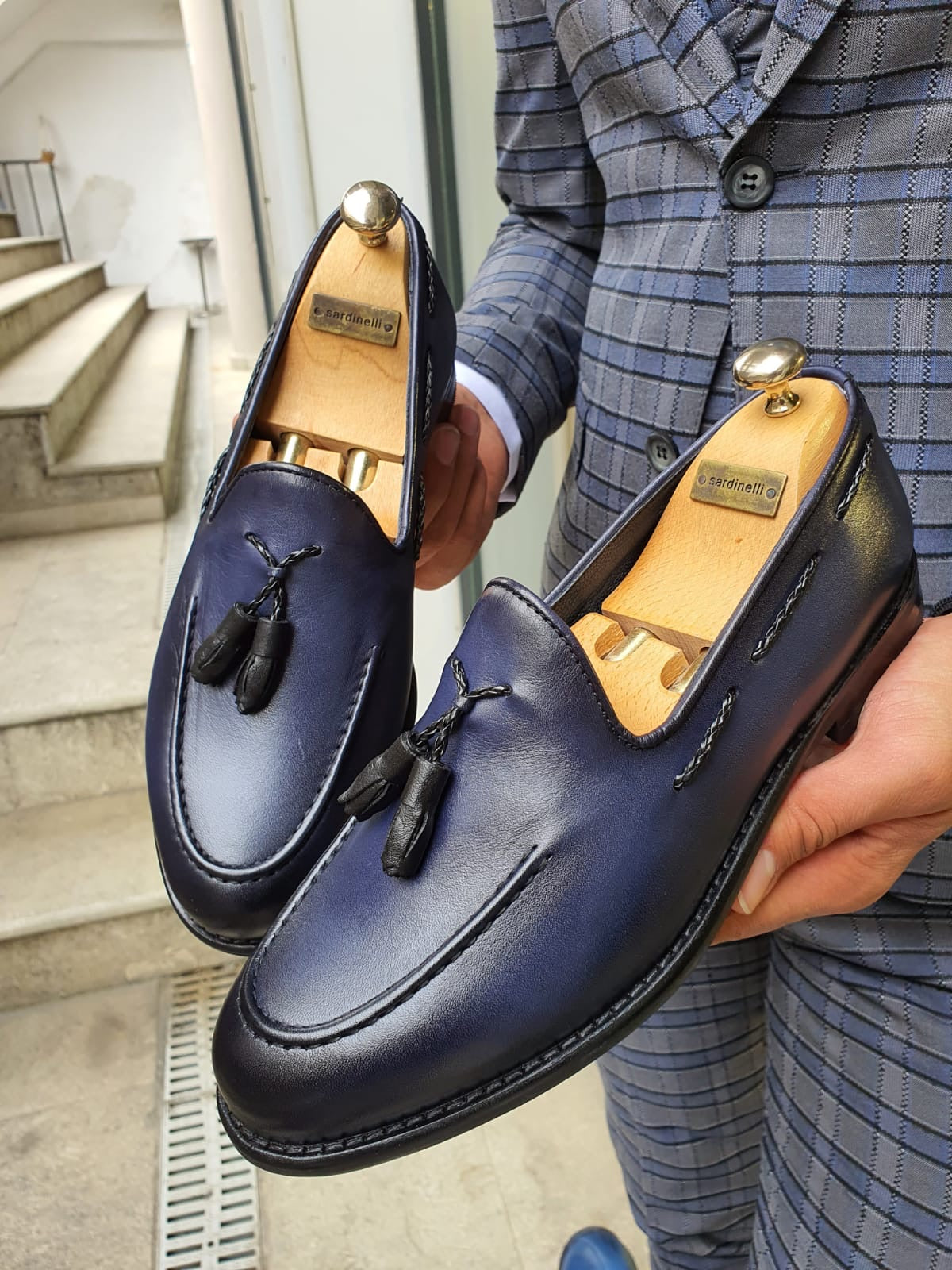 Fort Worth Navy Blue Tassel Loafer - Sophisticated Leather Footwear
