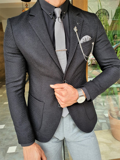 Henderson Jet Black Slim Fit Three-Piece Suit