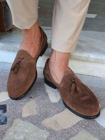 Cole Brown Suede Tassel Loafers - Elegant Comfort for Every Occasion