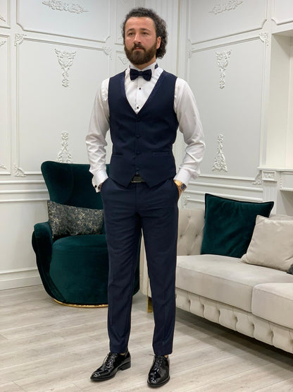 Lopez Navy Blue Slim Fit Tuxedo