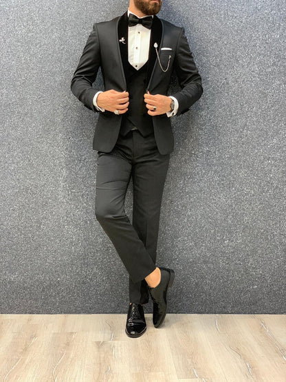 Acacia Black Slim Fit Tuxedo for Men