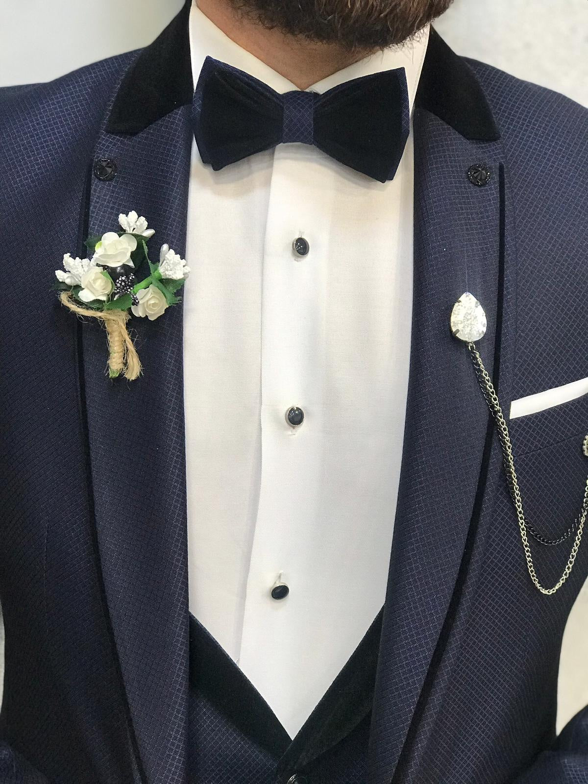 Lazio Navy Blue Slim-Fit Tuxedo