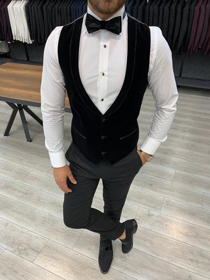 Genova Black Slim Fit Shawl Lapel Tuxedo for Men