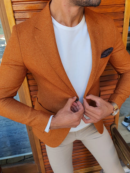 Stefano Camel Slim Fit Blazer - The Epitome of Sophistication