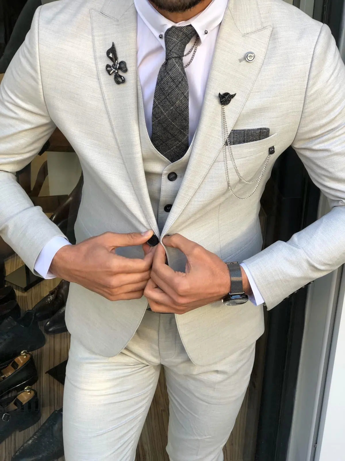 Olympia Gray Slim Fit Suit - Versatile Elegance for Every Occasion brabion