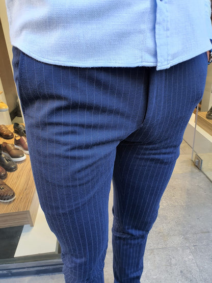 Oakland Indigo Slim Fit Pinstripe Pants