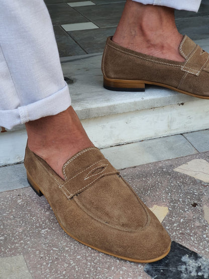 Jackson Beige Suede Penny Loafers