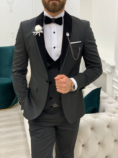 Wilson Black Velvet Shawl Lapel Tuxedo - Elevate Your Formal Attire