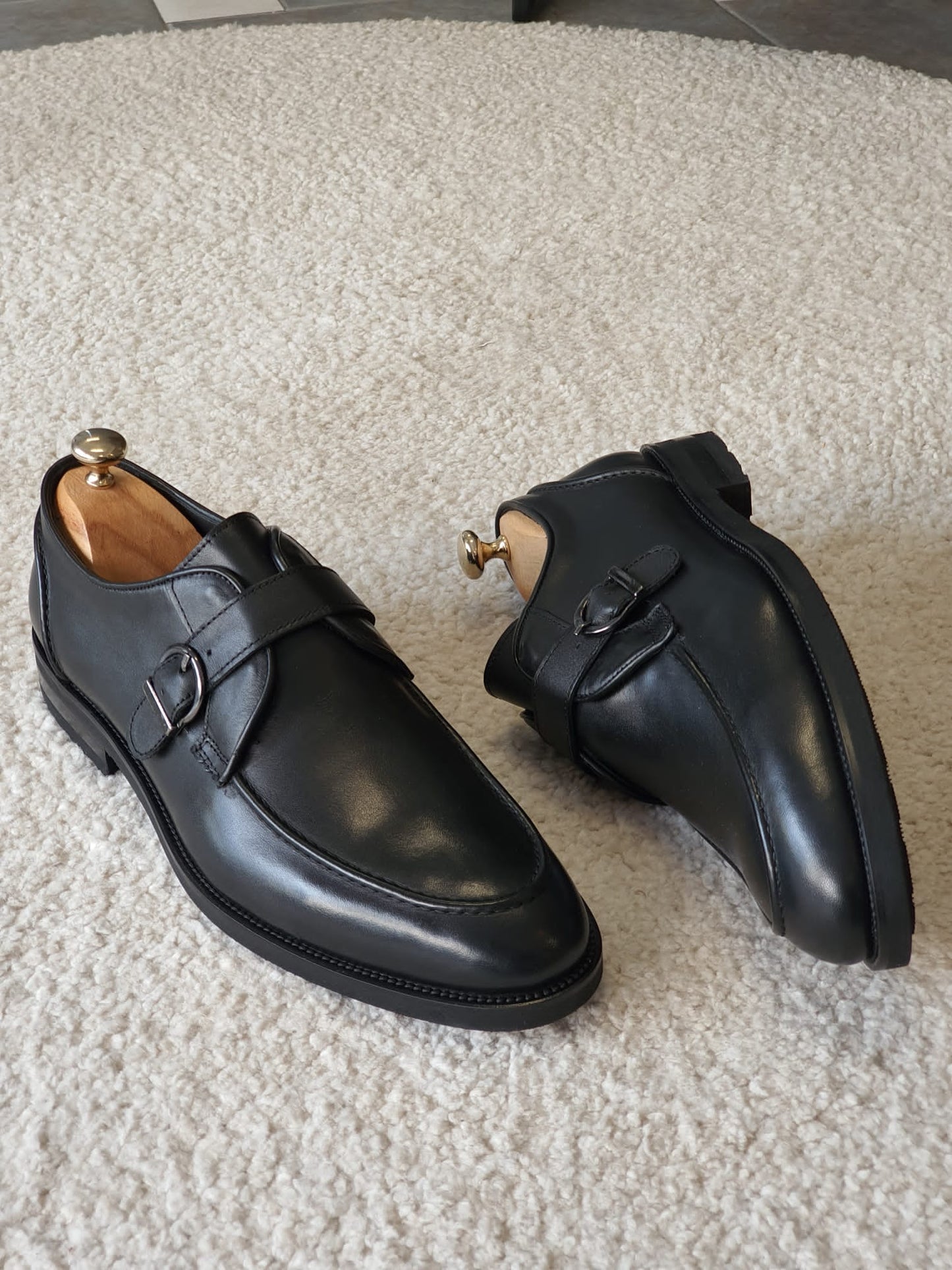 Antonio Black Buckle Loafers