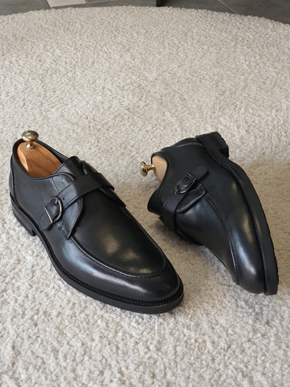 Antonio Black Buckle Loafers