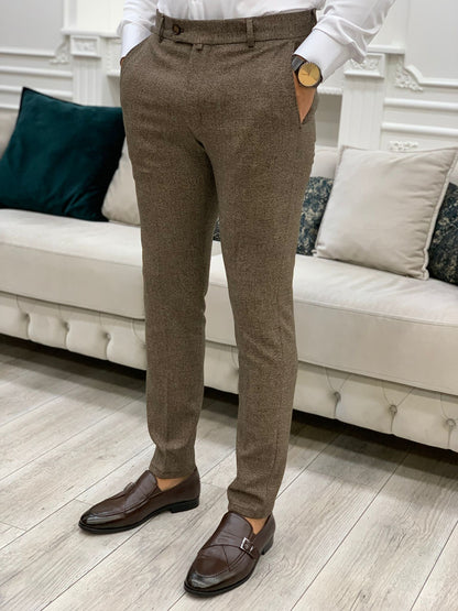 Serra Brown Slim Fit Pants - Elegance Meets Comfort