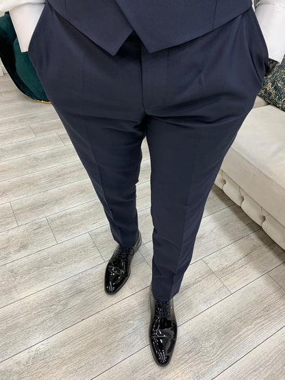 Eden Navy Blue Slim Fit Glitter Shawl Lapel Tuxedo