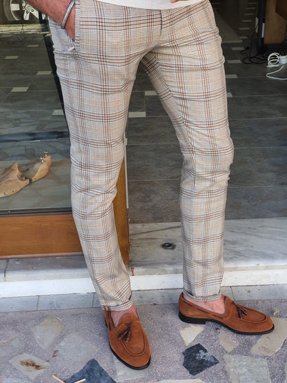 Montreal Brown Slim Fit Plaid Pants: Elegant Versatility for Every Occasion