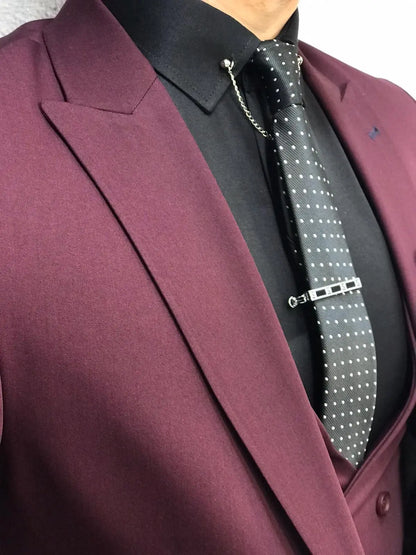 Lancaster Burgundy Slim Fit Suit - Timeless Elegance for Every Occasion brabion
