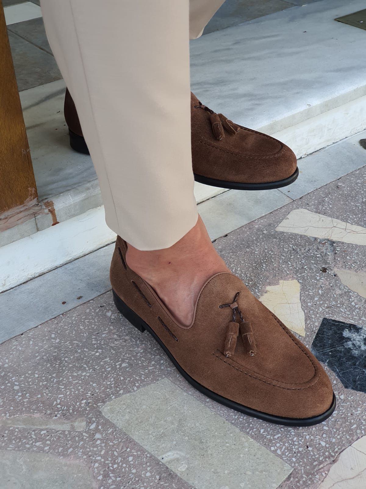 Cole Brown Suede Tassel Loafers - Elegant Comfort for Every Occasion