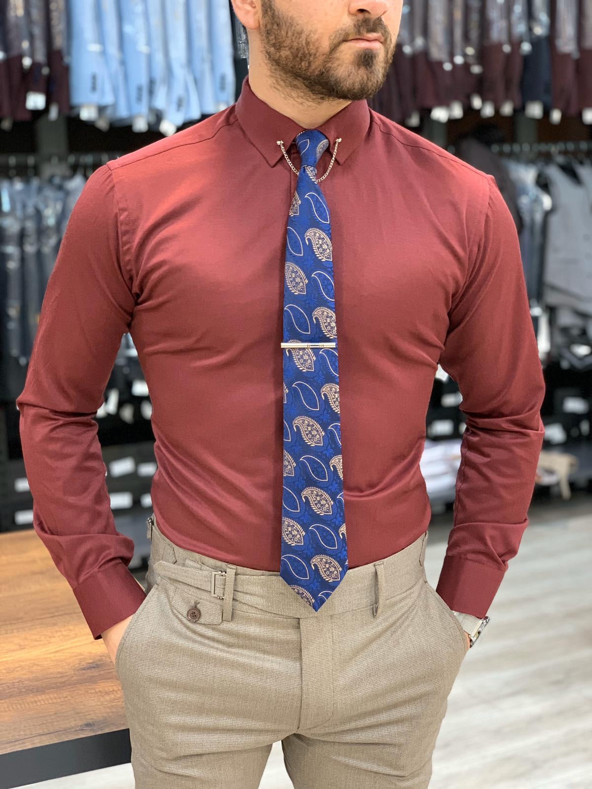 Jake Red Slim Fit Shirt - Elevate Your Wardrobe