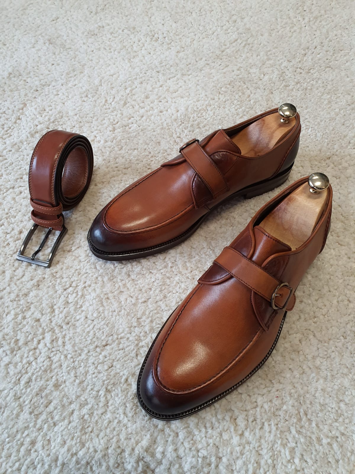 Antonio Tan Buckle Loafers - Premium Leather Comfort