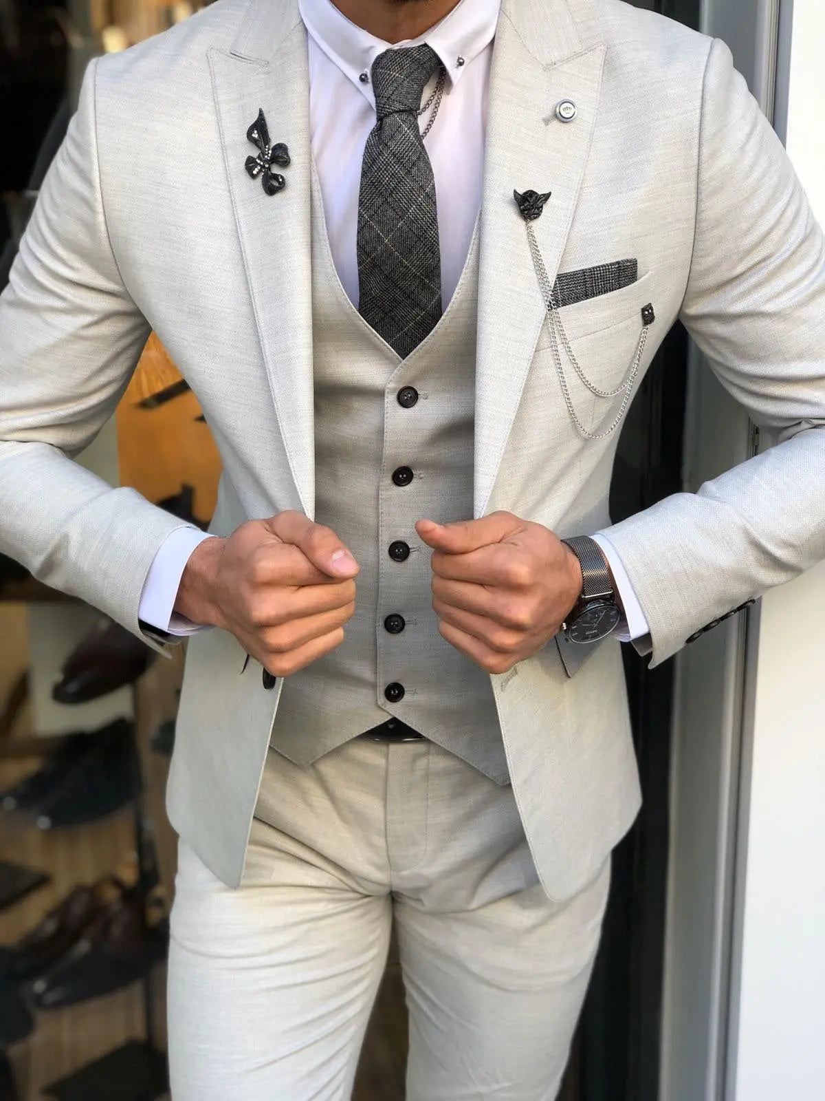 Olympia Gray Slim Fit Suit - Versatile Elegance for Every Occasion brabion