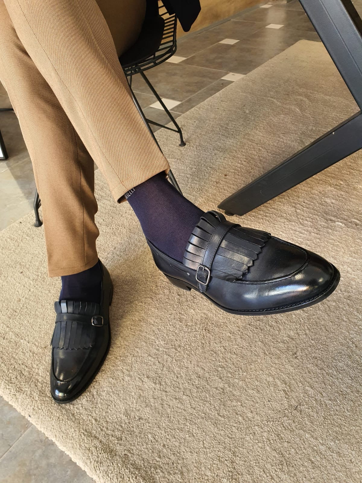 Torino Dark Blue Kilt Loafers