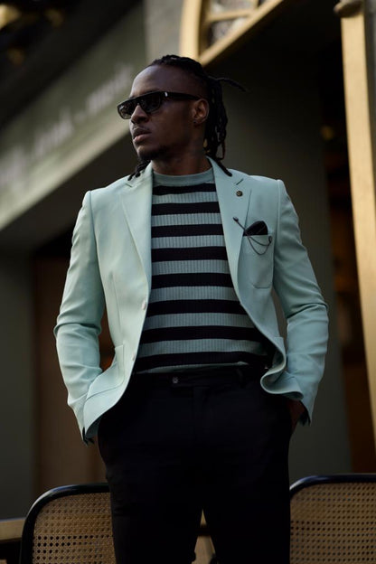 Sorento Mint Green Slim Fit Notch Lapel Blazer
