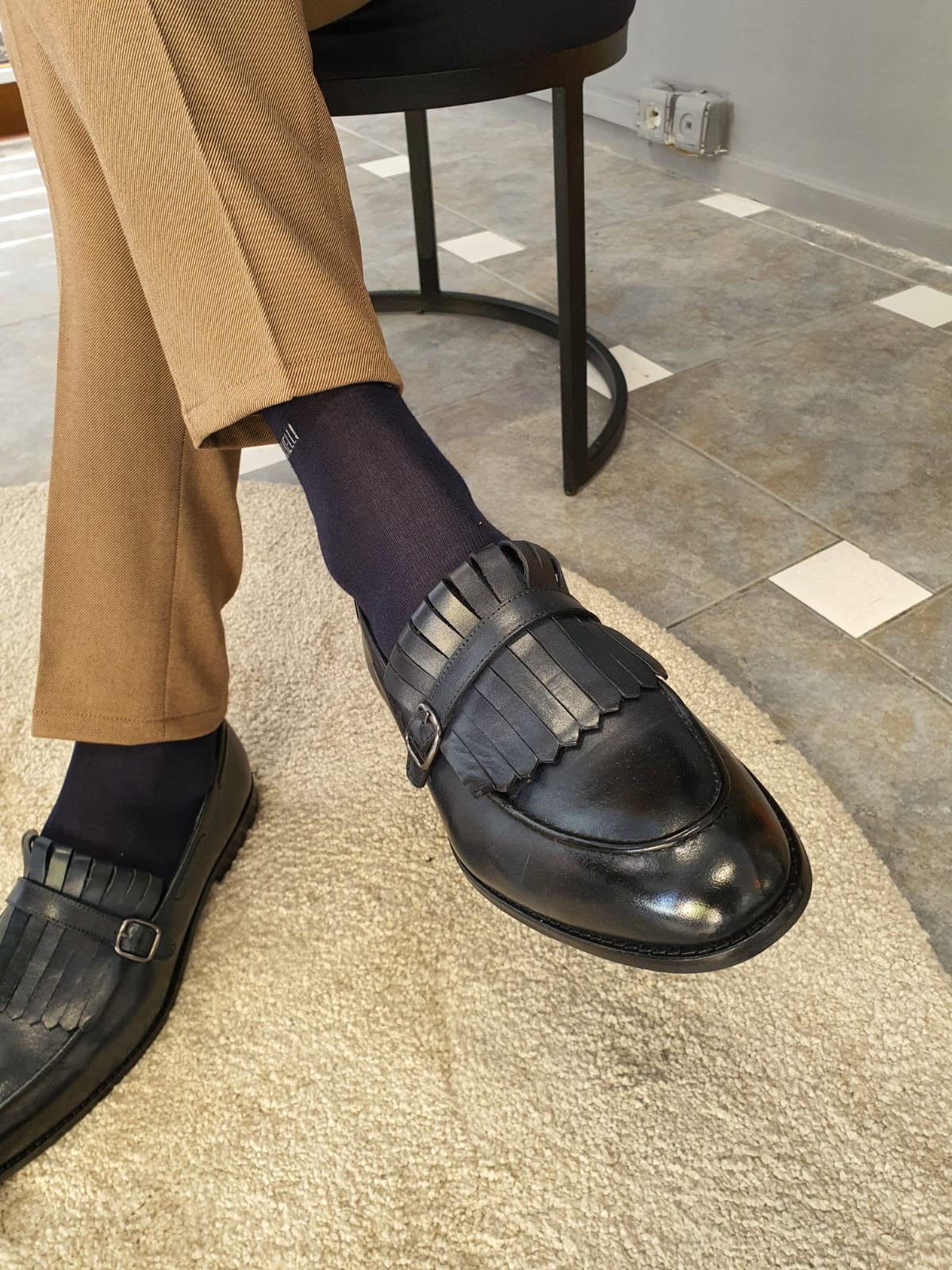 Torino Dark Blue Kilt Loafers