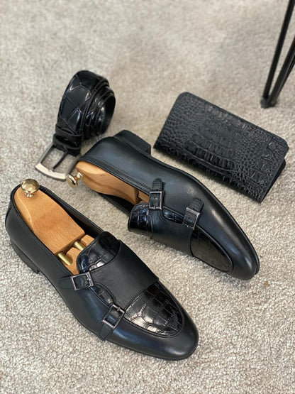 Louise Black Double Monk Strap Loafers: Elevate Your Style