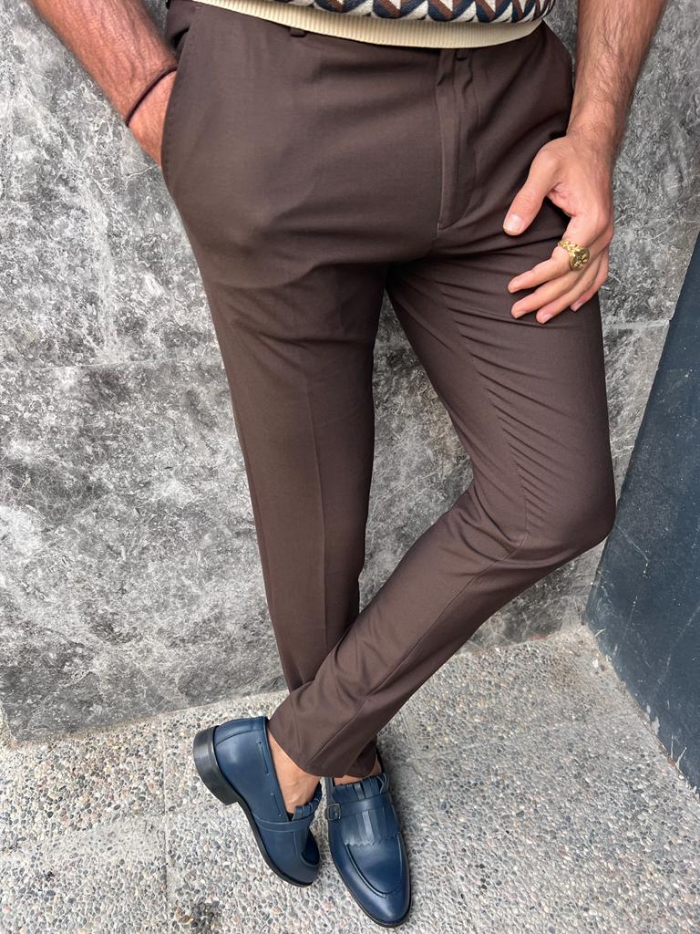 Sorento Dark Brown Slim Fit Pants