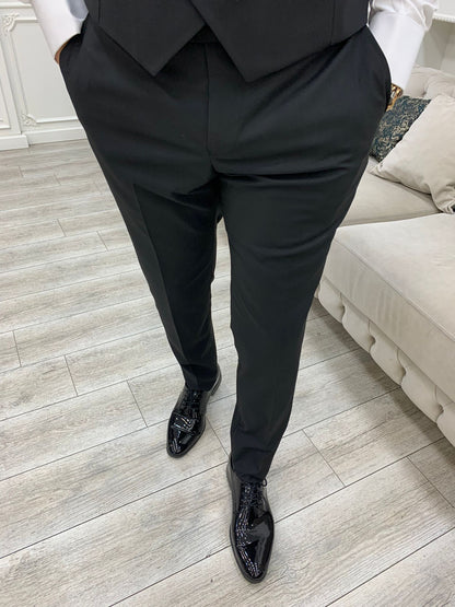 Caesar Golden Slim Fit Peak Lapel Floral Patterned Tuxedo