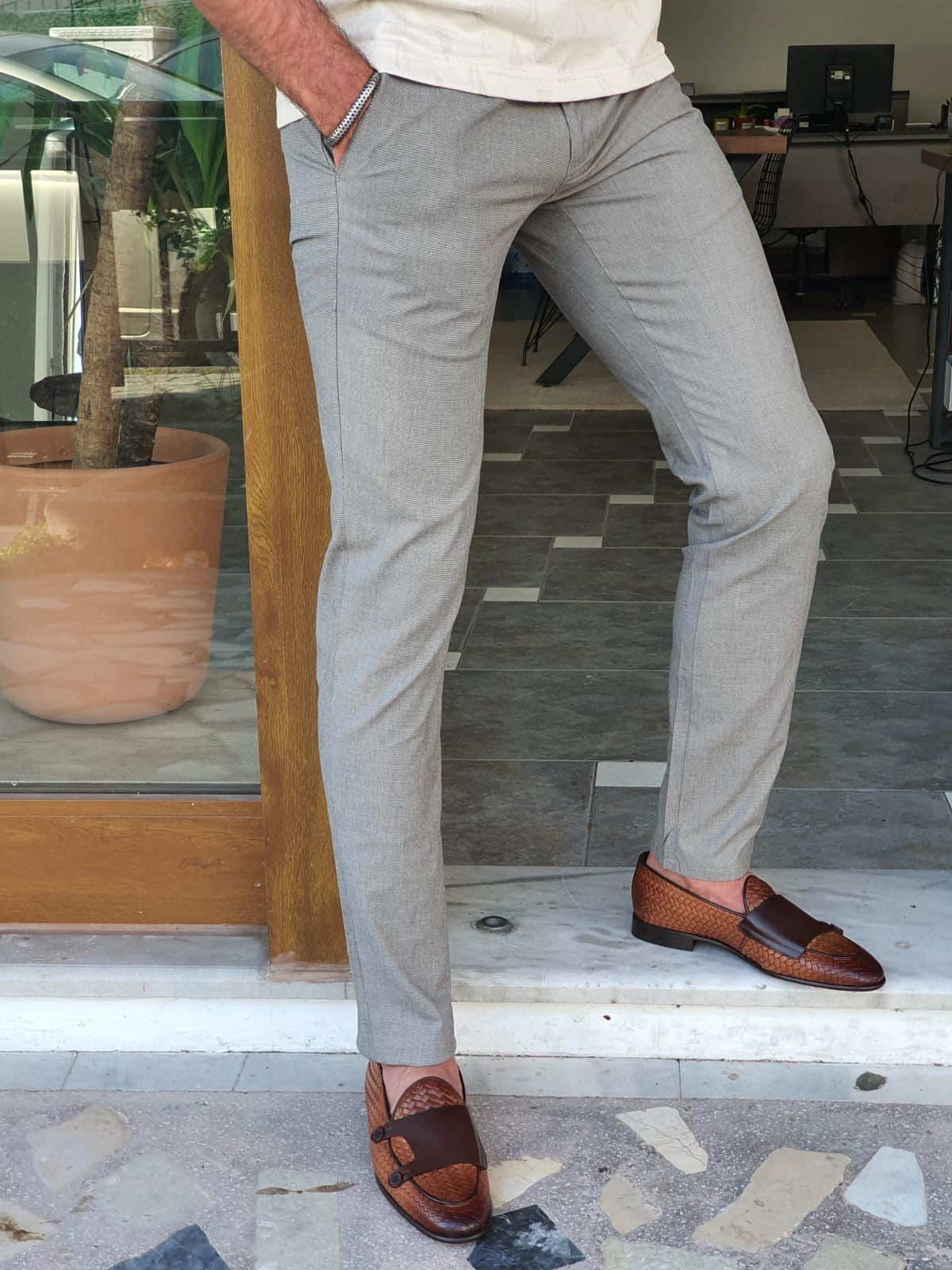 Bristol Light Brown Slim Fit Cotton Pants for Every Occasion