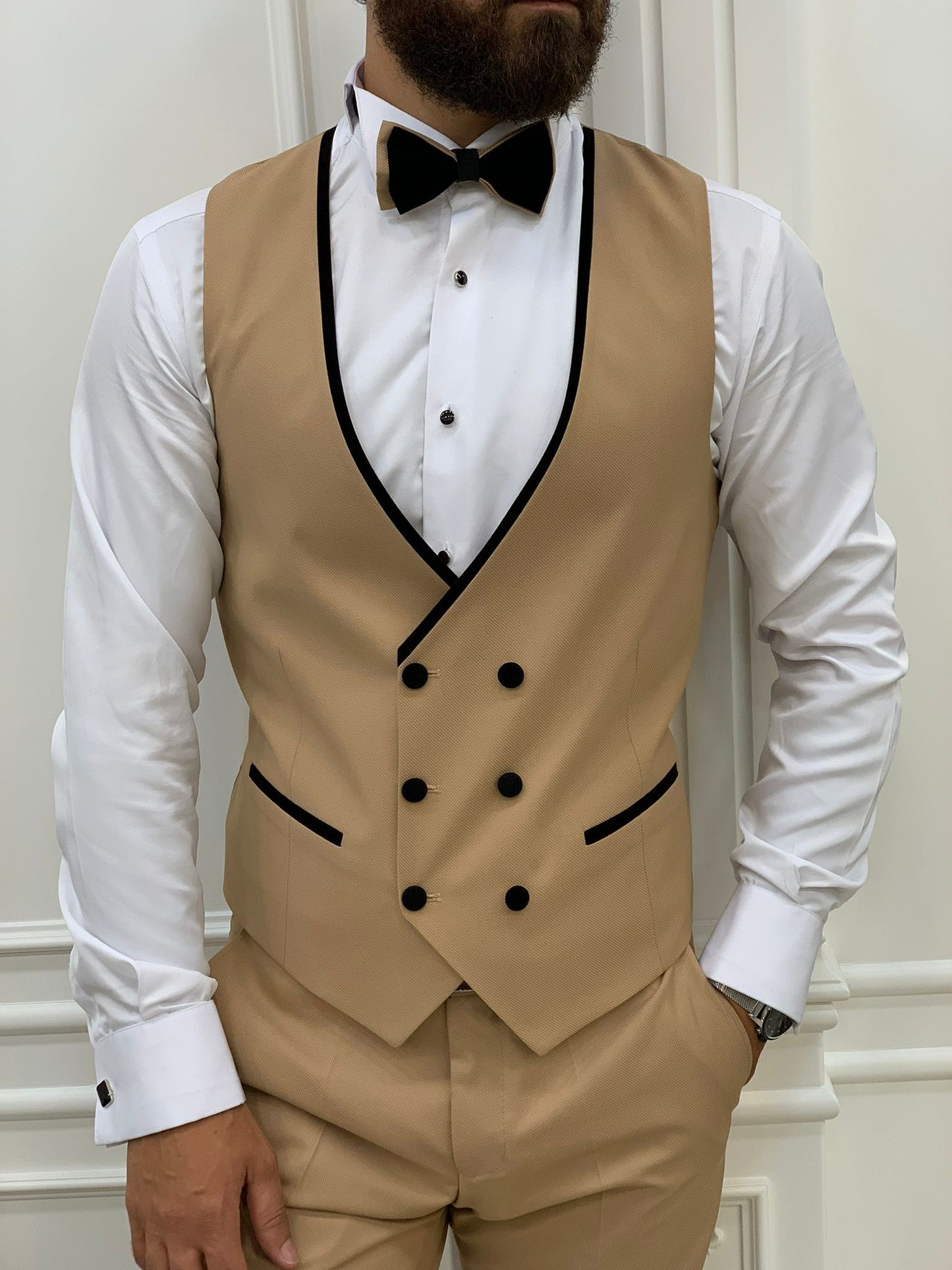 Acacia Golden Slim Fit Velvet Peak Lapel Tuxedo
