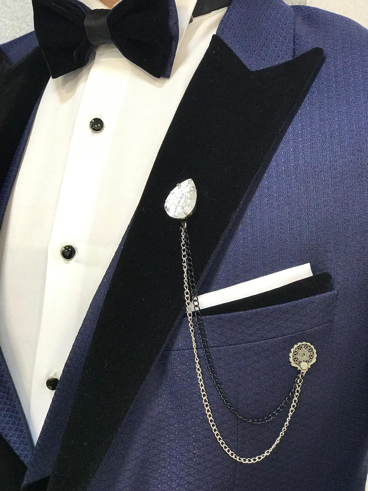 Acacia Navy Blue Patterned Tuxedo