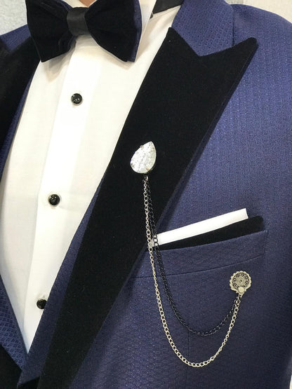 Acacia Navy Blue Patterned Tuxedo