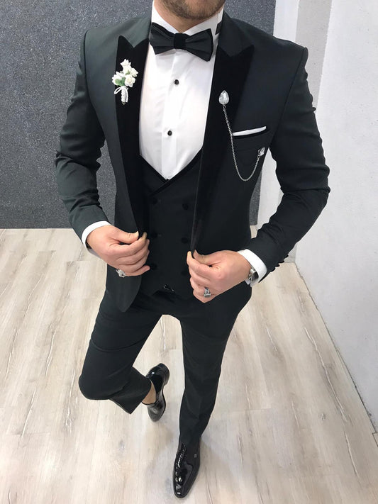 Ventura Green Slim Fit Velvet Peak Lapel Tuxedo