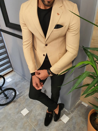 Edmond Beige Slim Fit Blazer - Versatile Elegance for Any Occasion