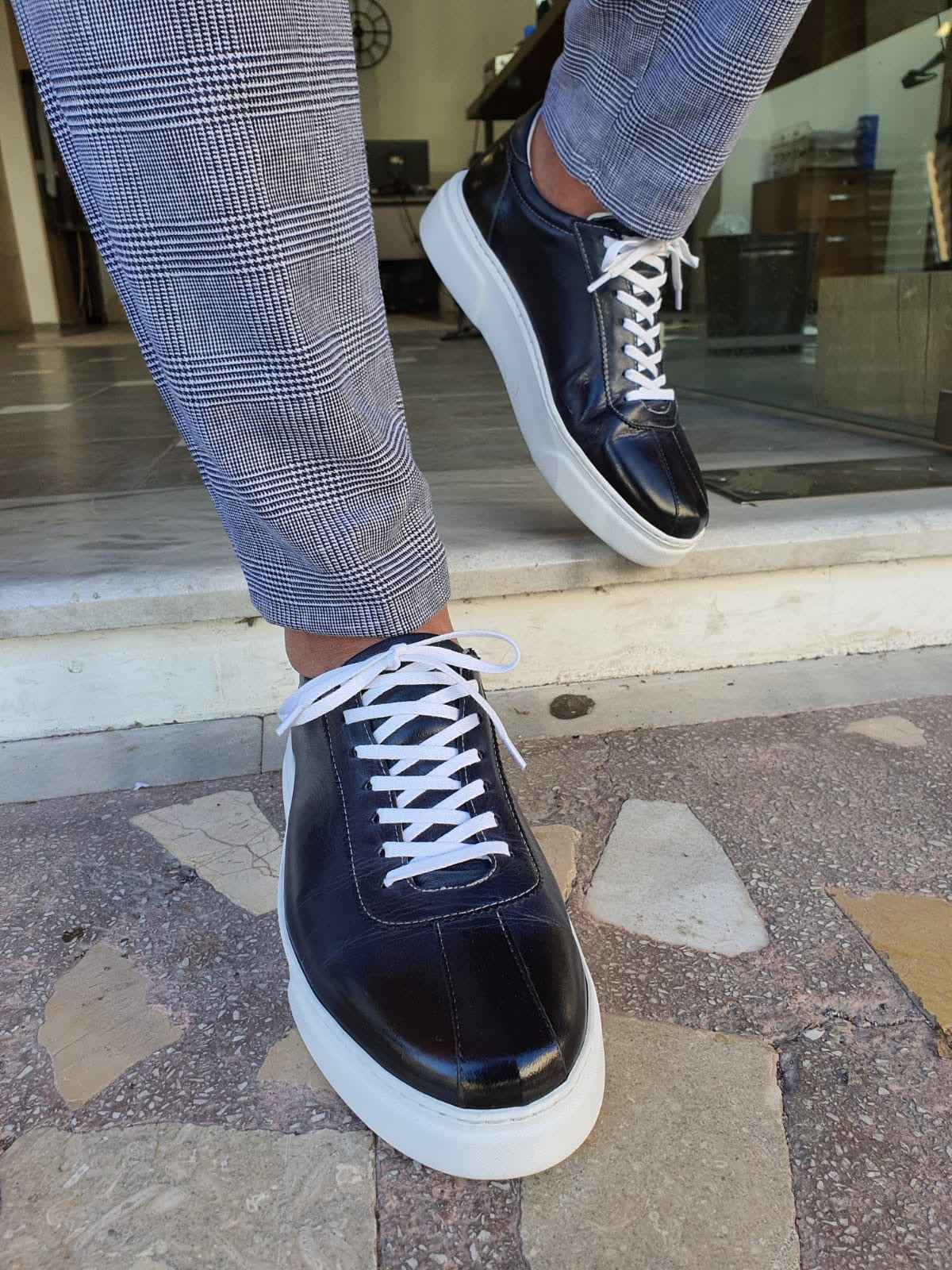 Montreal Navy Blue Mid-Top Sneakers for Men