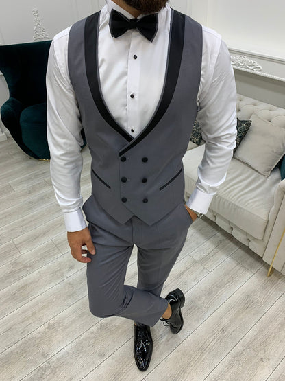 Ventura Gray Slim Fit Peak Lapel Tuxedo – Elevate Your Formal Wardrobe